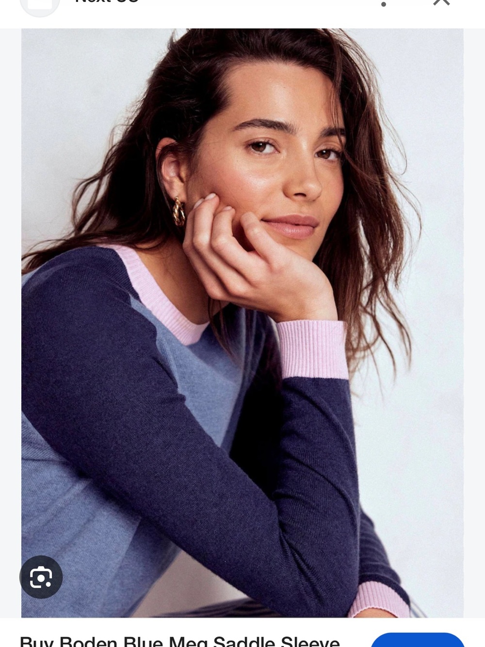 Boden Meg Saddle Sleeve Jumper Sweater Cashmere Cotton pink Blue Crewneck Sz M